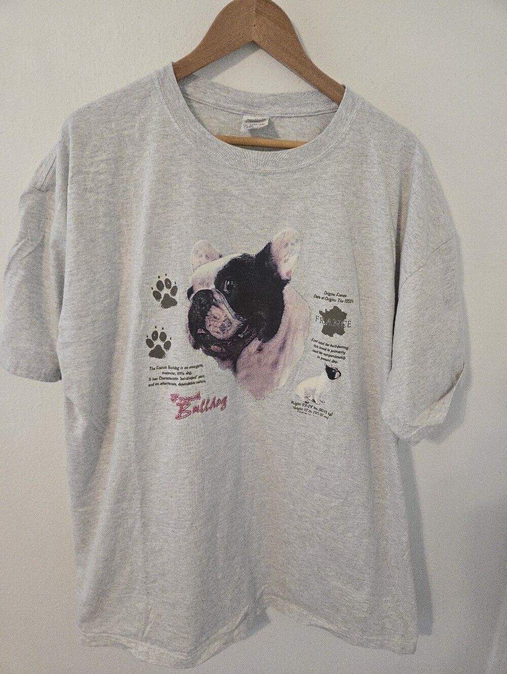 VIntage Anvil French Bulldog Sweatshirt Mens XXXL History Of Dog 90s